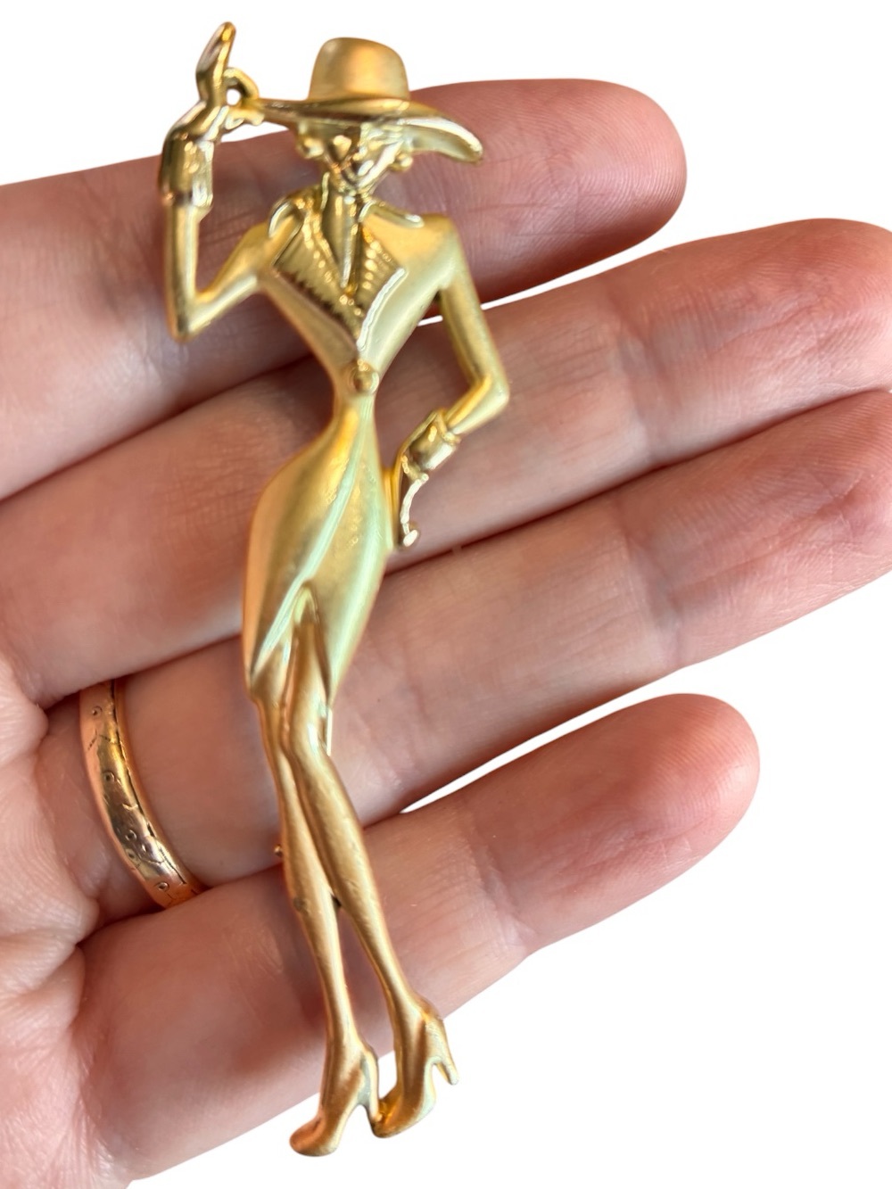 ✨ 3/$15 ✨  Gold-tone AJC Lady Figurine Brooch
